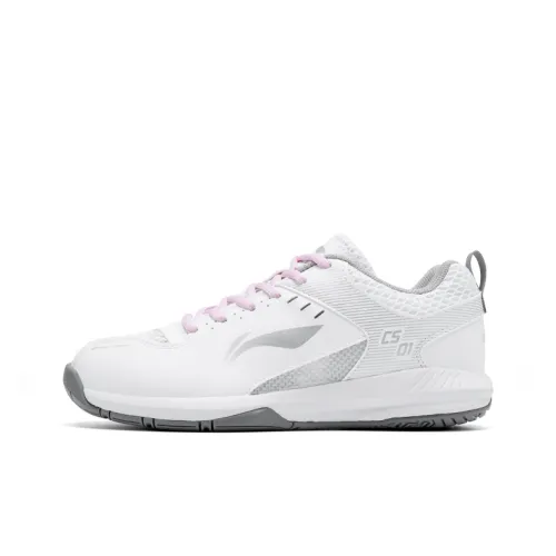 Подкладка износостойкая легкая дышащая противоскользящая. Бадминтонная обувь унисекс белый серый розовый