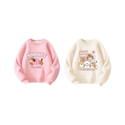 SNOOPY [Утолщенный и с флисовой подкладкой свитшот 2 пачки] Бежевый Nubi животные_5+ Розовый полосатый собака_5 Пре-школьные свитшоты