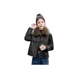 Чёрный + Кофейный меховой воротник