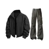 Серый рабочий стиль куртка + табачный коричневый рабочий стиль деним