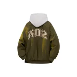 Армейский зеленый хлопковый пуховик (в комплекте с высококачественным белым и серым свитшотом с фотокемией)