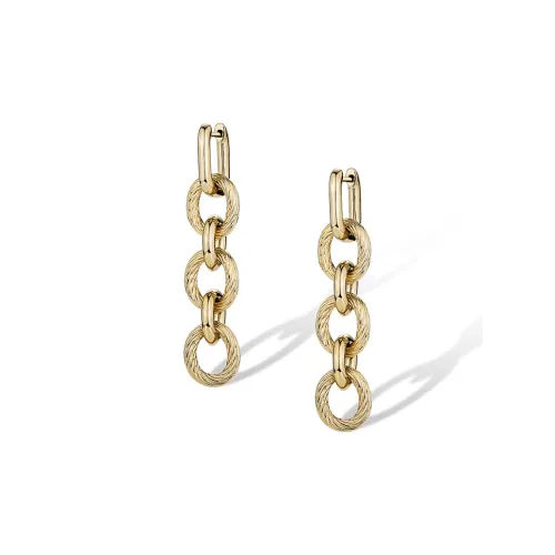 Retro Chic Brass Gold Plated Простые Золотые Серьги-кольца с Круглой Цепью Женские