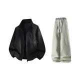 Чёрный + Желтый Грязь Джинсы с Флисовой Подкладкой