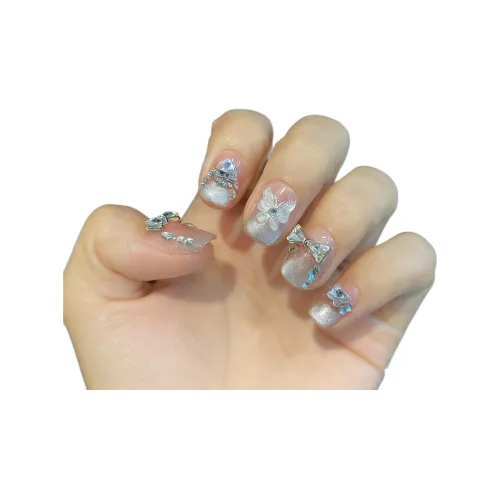 LEMONAIL Премиум Романтический False Nail Короткий LADDER Овал Телесный Бант Smudge Кошачий глаз S M L XL