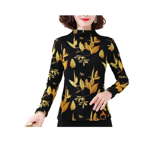 EMINU Черные флисовые женские T-рубашки с подкладкой