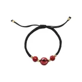 Браслет-шнурок с застежкой из циша (фиолетовой глины) в спокойном стиле с черным шнуром