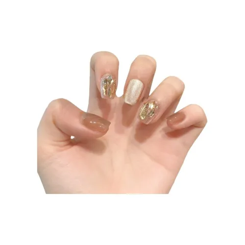 Yun Yue Joe Кошачий глаз Галактический Мечта False Nail Короткий LADDER Шампанское Однотонный Flashing