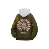 Армейский зеленый хлопковый пуховик (в комплекте с высококачественным белым и серым свитшотом с фотокемией)