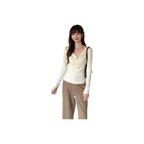 VENICEW Абрикос с VN Бренд Наклейка Женские T-Рубашки