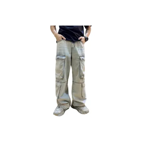 SENJIALUO Dirty Светло-Синие Мужские Джинсы