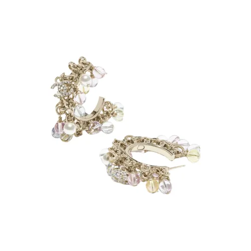 CHANEL Серьги из металла Женские Золото Жемчужно-белый Кристалл