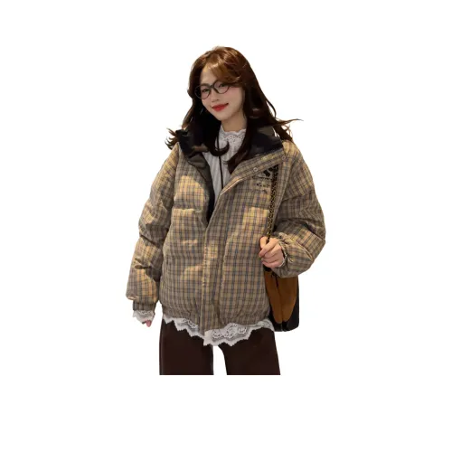 BABUGGE Клетка Хлопковый пуховик Двусторонний Женский пуховик (пуховик)