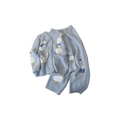 MUQINGQING Синий комплект женский пижамный комплект