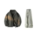 Тёмно-серые + жёлтые грязные джинсы с флисовой подкладкой