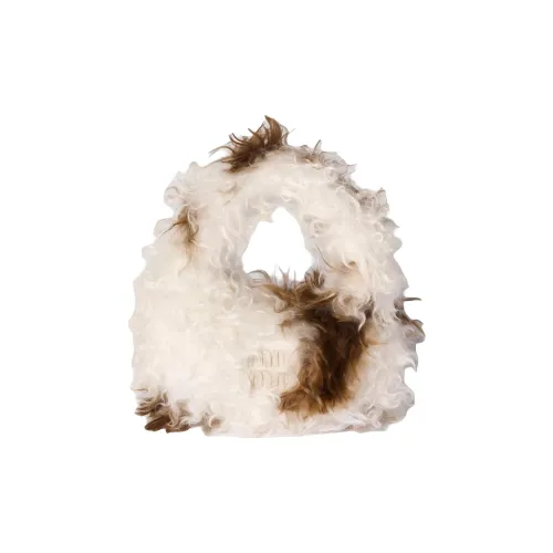 MIU MIU Wander Series Бархат Рука Feel Сумка Маленькая Женская Белая и Огненно-Охровая