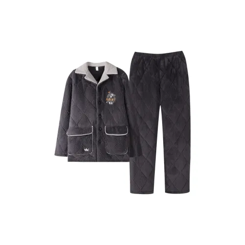 Gongdie Темно-серый мужской пижамный комплект