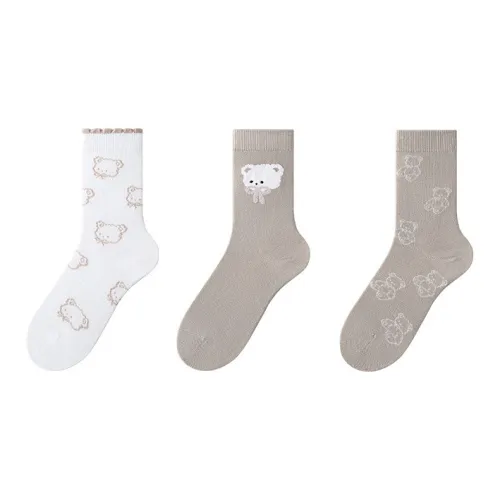 Vine Color Бант Медвежонок Женские MID Носки до икры