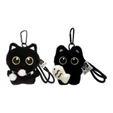 [Черный белый+Держащая Рыбка] Маленький Черный кот - Шнурок Позиционирование стиля