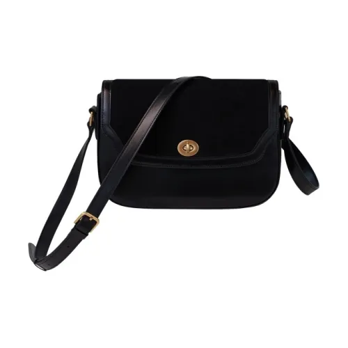 HCVW Коровья кожа Сумка через плечо Женская Черная