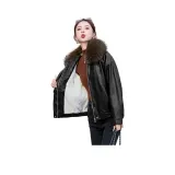 Чёрный + Кофейный меховой воротник