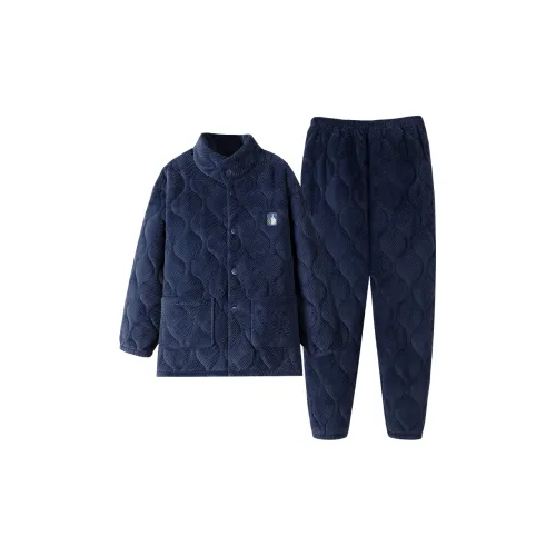 Gongdie Темно-синий Синий Мужской Пижамные Комплекты