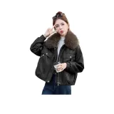 Чёрный + Кофейный меховой воротник