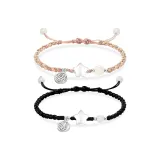 Браслет-шнурок Stars [Черный + Розовый]