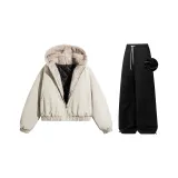 Комплект одежды (Серый топ + Черные штаны с флисовой подкладкой)