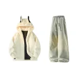 Белый + Желтый Грязь Джинсы с Флисовой Подкладкой