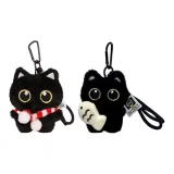 [Красный Белый Шарф + Рыбка для удержания] Маленький Черный Кот - Шнурок Стиль Позиционирования