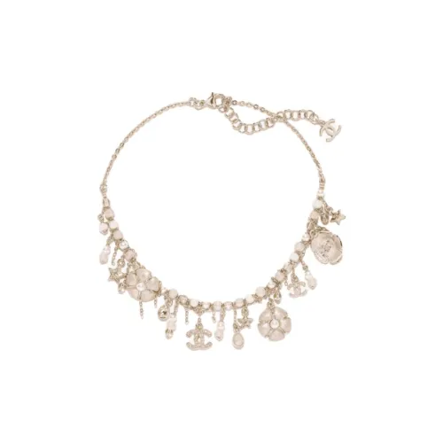 CHANEL Металлические ожерелья Женские Золото Розовый Жемчужный Белый