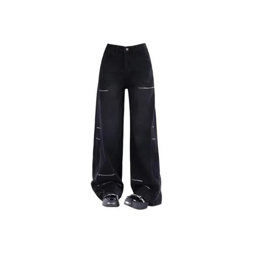 ZHUFEI Черный Серый Унисекс Джинсы