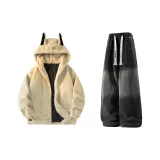 Хаки + Черный Джинсы с флисовой подкладкой