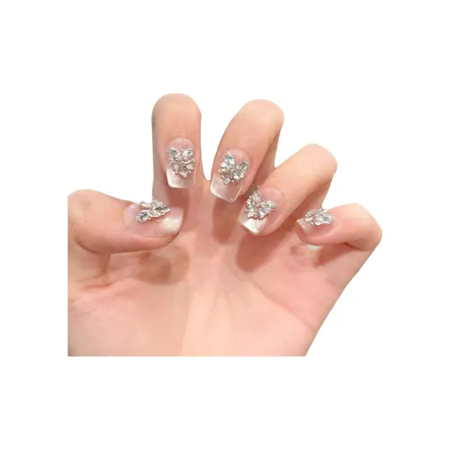 Yun Yue Joe Wish Heartbeat Story Icy Clear Girlish Sweetheart False Nail Short Pink Solid Color Cat Eye 15mm