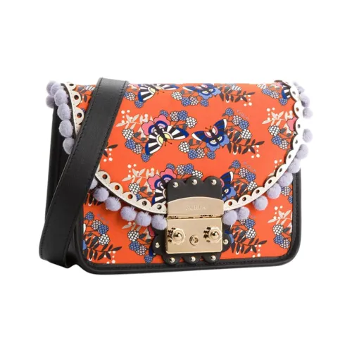 Furla Metropolis Collection Сумка через плечо из коровьей кожи Маленькая Оранжевая