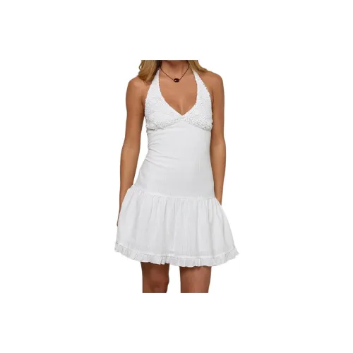 Motel Rocks Felicia Майка Мини Платье In Crochet Белое Без рукавов Платье Женское