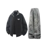 Двусторонний черный топ + серые штаны