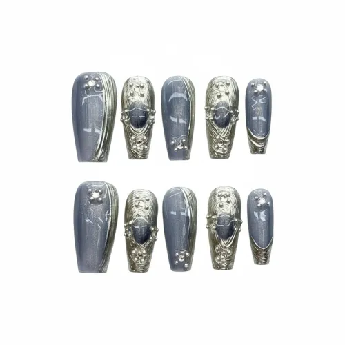 CAIYOUSHU Лампочка Bucilla False Nail Средний LADDER Синий Градиентный Милый