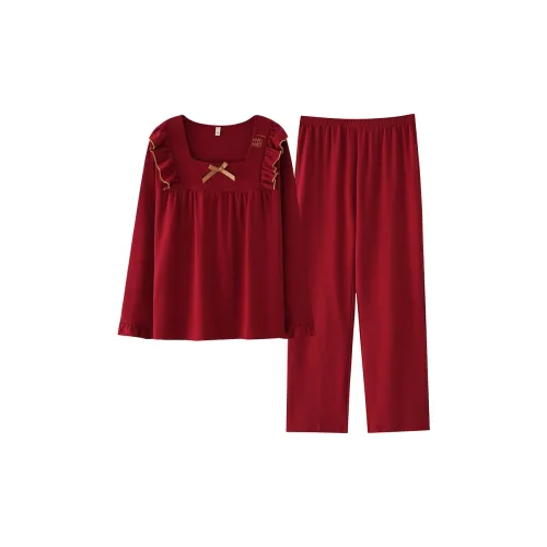 CAOBENCHUSE Красный Женский Пижамный Комплект