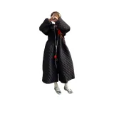 Черный Ромб Узор Хлопковый пуховик