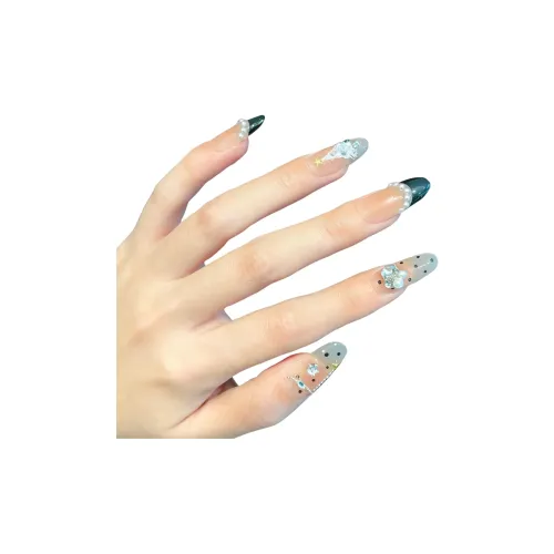 LEMONAIL Дофаминовая одежда Handcrafted False Nail Овал MID Длина Ледяной Прозрачный Телесный Однотонный Милый S M L XL