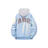 Светло-синий хлопковый пуховик (в комплекте с высококачественным белым и серым свитшотом с фотокемией)