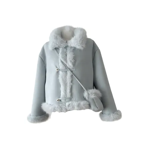 YAUH Синий + В комплекте с маленькой сумкой женский бархатный пиджак