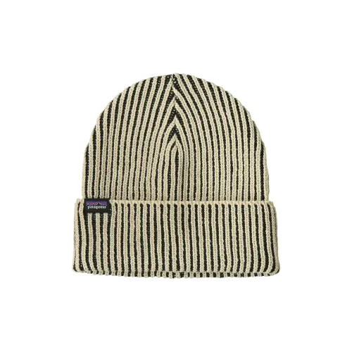 Patagonia Переработанная полиэстеровая пряжа Шапки-бини Женские Полосы Черный