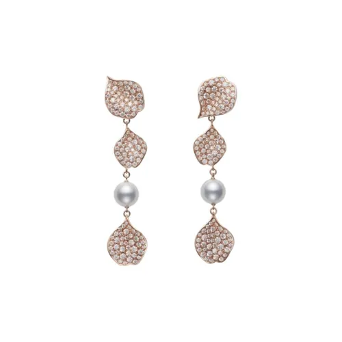 MIKIMOTO Akoya Жемчужные Серьги Женские Розовое Золото Белый