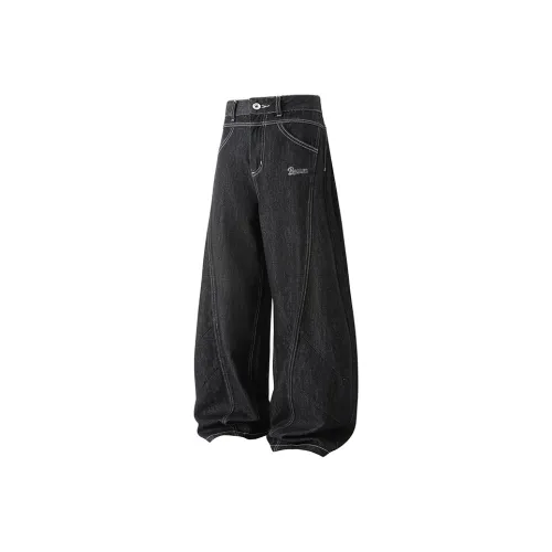 BAOZAN Черный Съемный Логотип бренда Унисекс Джинсы