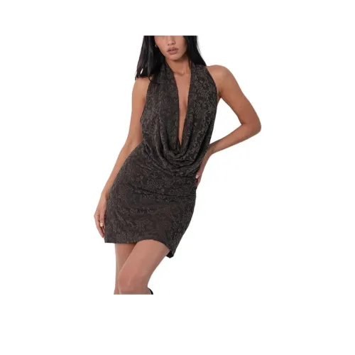 Motel Rocks Zari Cowl Мини Платье In Жаккард KNIT Коричневый Без рукавов Женское
