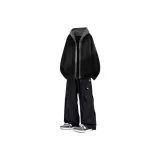 Black Coat + Long White T-Shirt + Black Casual Pants  
Черное пальто + длинная белая футболка + черные повседневные штаны