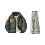 Тёмно-серые + жёлтые грязные джинсы с флисовой подкладкой