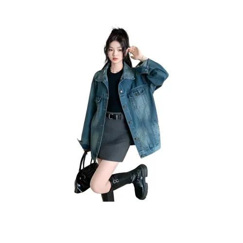 ЮЙЧЖАОЛИНЬ Синий Женские Джинсовые Куртки